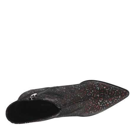 Boots en cuir noires et rouges à talon décroché haut et à zip avec la marque - Image 5