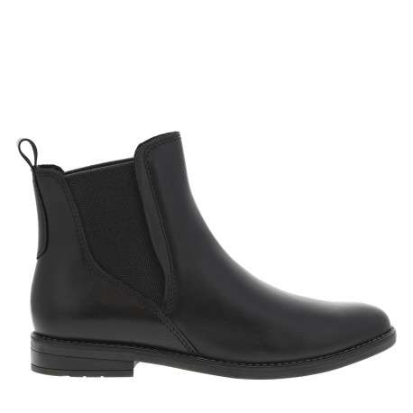 Boots en cuir noires à talon décroché bas pourvues de soufflets élastiqués - Image 2