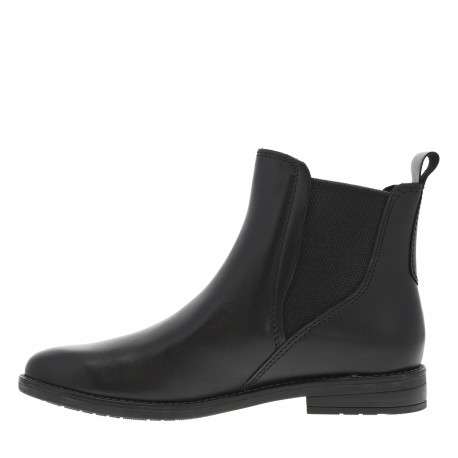 Boots en cuir noires à talon décroché bas pourvues de soufflets élastiqués - Image 3