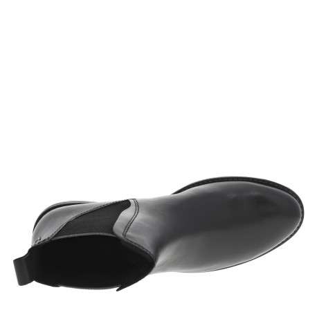 Boots en cuir noires à talon décroché bas pourvues de soufflets élastiqués - Image 5