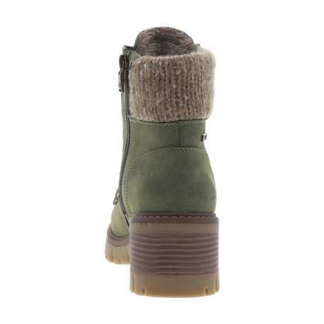 Bottines kaki à talon décroché moyen avec une doublure en fausse fourrure - Image 4