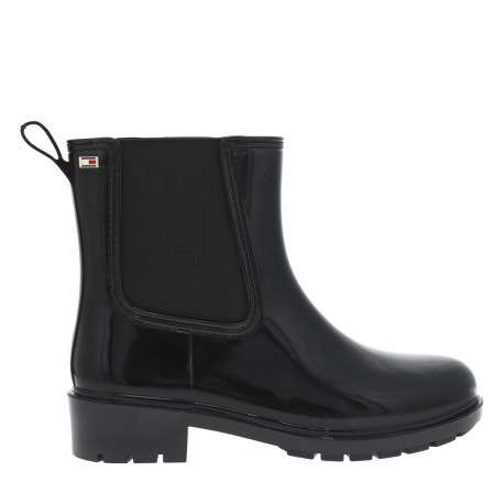 Boots noires vernies à talons décrochés bas et à bandes élastiquées - Image 2