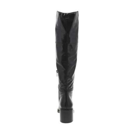 Bottes en cuir noires avec semelle à talon décroché moyen et fermeture zippée - Image 4