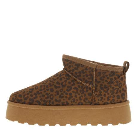 Boots slip-on cognac à motif léopard avec une semelle à plateforme - Image 3