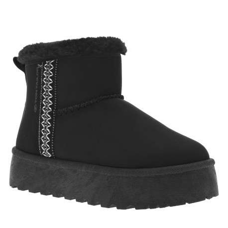 Boots noires à talon compensé pourvue d'une doublure en fausse fourrure