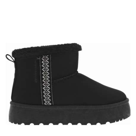 Boots noires à talon compensé pourvue d'une doublure en fausse fourrure - Image 2