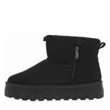 Boots noires à talon compensé pourvue d'une doublure en fausse fourrure - Image 3