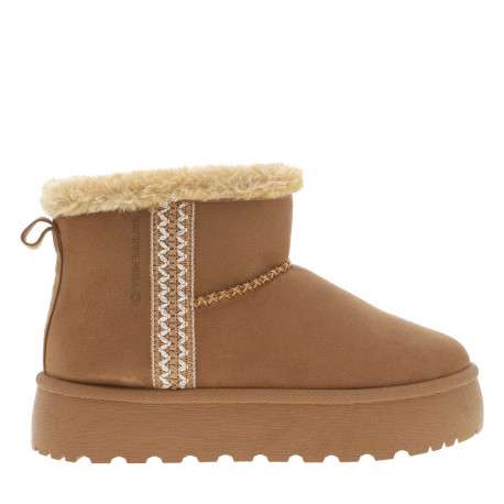 Boots brunes à talon compensé pourvue d'une doublure en fausse fourrure - Image 2