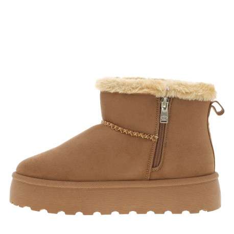 Boots brunes à talon compensé pourvue d'une doublure en fausse fourrure - Image 3