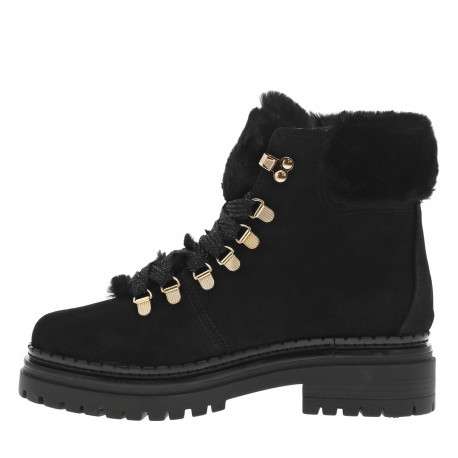 Bottines en cuir noires avec semelle crantée et lacets incrustés de fils lurex - Image 3
