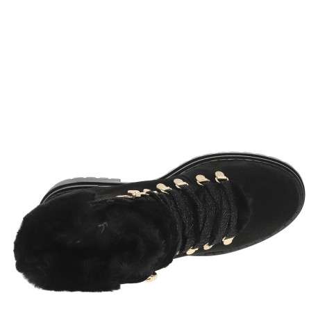 Bottines en cuir noires avec semelle crantée et lacets incrustés de fils lurex - Image 5