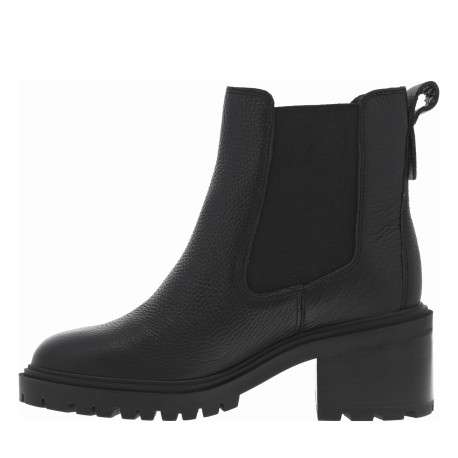 Boots en cuir noires à talon décroché moyen avec des soufflets élastiqués - Image 3