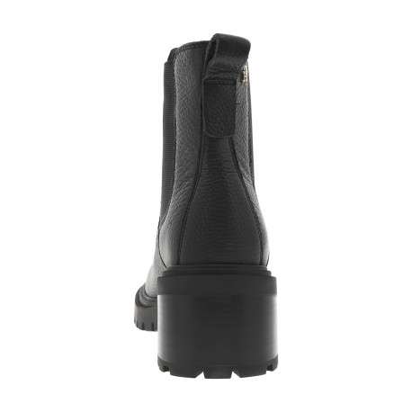 Boots en cuir noires à talon décroché moyen avec des soufflets élastiqués - Image 4