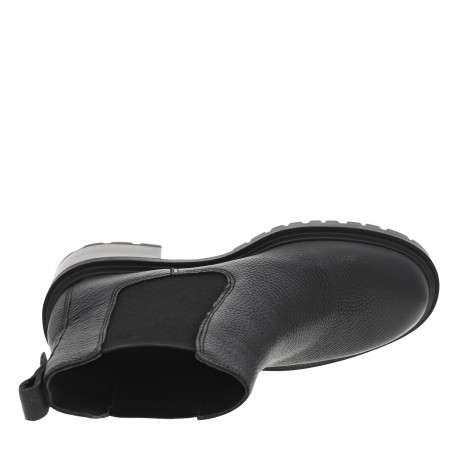 Boots en cuir noires à talon décroché moyen avec des soufflets élastiqués - Image 5