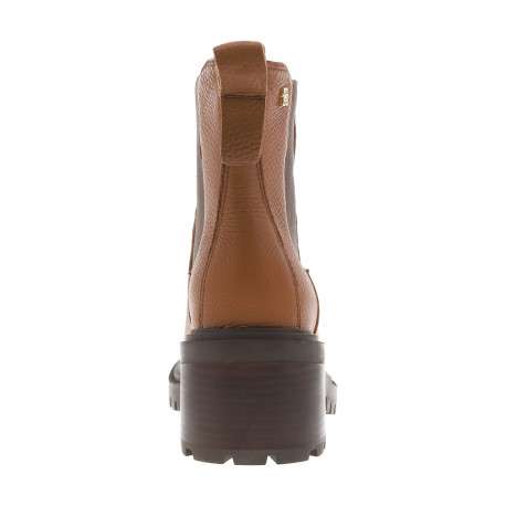 Boots en cuir cognac à talon décroché moyen avec des soufflets élastiqués - Image 4