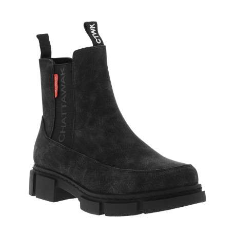 Boots noires à talon décroché bas avec des soufflets élastiqués