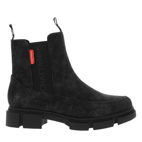 Boots noires à talon décroché bas avec des soufflets élastiqués - Image 2