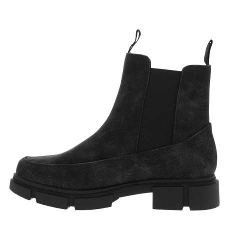 Boots noires à talon décroché bas avec des soufflets élastiqués - Image 3