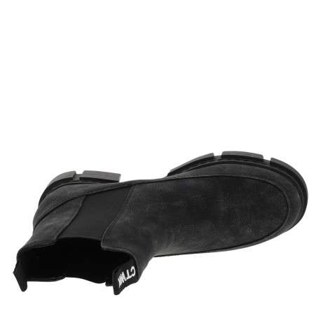 Boots noires à talon décroché bas avec des soufflets élastiqués - Image 5