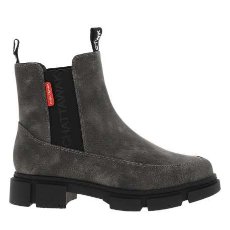 Boots grises à talon décroché bas avec des soufflets élastiqués - Image 2
