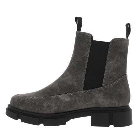 Boots grises à talon décroché bas avec des soufflets élastiqués - Image 3