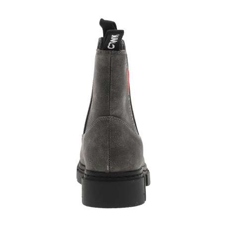 Boots grises à talon décroché bas avec des soufflets élastiqués - Image 4