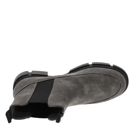 Boots grises à talon décroché bas avec des soufflets élastiqués - Image 5