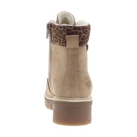 Bottines beiges à talon décroché bas avec un zip et des lacets ronds - Image 4