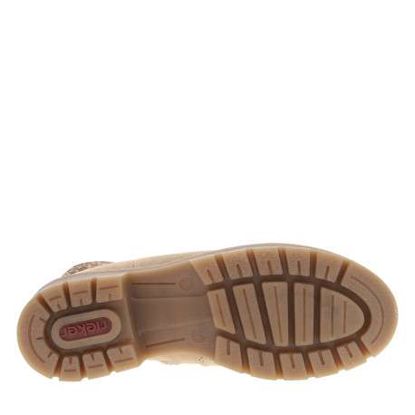 Bottines beiges à talon décroché bas avec un zip et des lacets ronds - Image 6