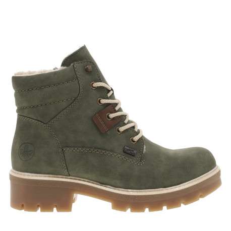 Bottines kaki à talon décroché moyen avec des lacets et un zip latéral - Image 2
