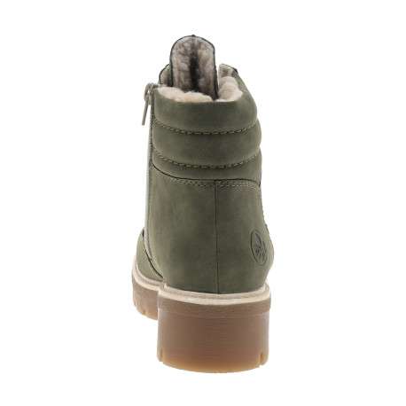 Bottines kaki à talon décroché moyen avec des lacets et un zip latéral - Image 4