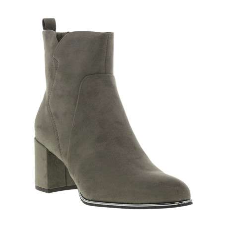 Boots taupe à talon décroché haut avec un zip et une languette d'enfilage