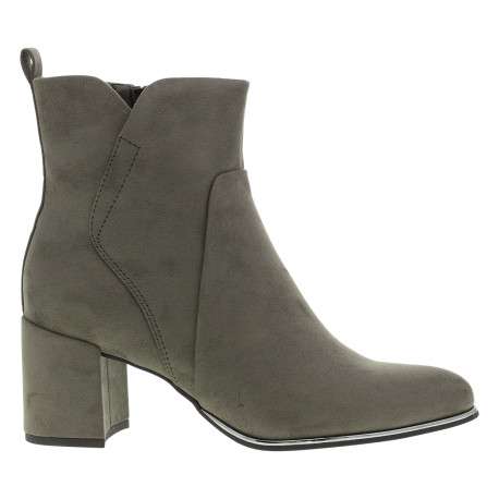Boots taupe à talon décroché haut avec un zip et une languette d'enfilage - Image 2
