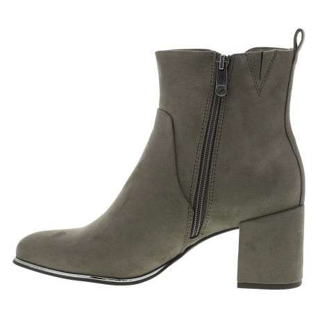 Boots taupe à talon décroché haut avec un zip et une languette d'enfilage - Image 3