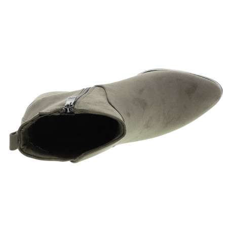 Boots taupe à talon décroché haut avec un zip et une languette d'enfilage - Image 5