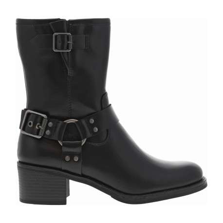Boots noires à talon décroché moyen et à zip avec bride à boucle - Image 2