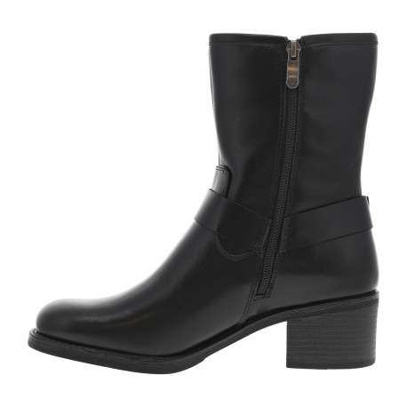 Boots noires à talon décroché moyen et à zip avec bride à boucle - Image 3