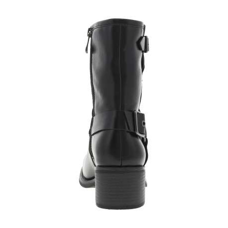 Boots noires à talon décroché moyen et à zip avec bride à boucle - Image 4