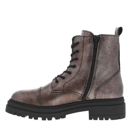 Boots en cuir bronze plates, avec lacets et zip latéral et pièce décorative - Image 3