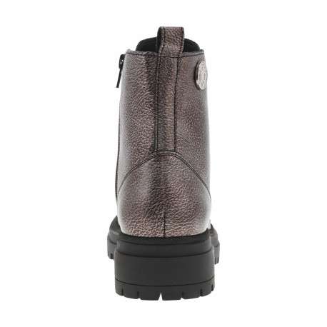 Boots en cuir bronze plates, avec lacets et zip latéral et pièce décorative - Image 4
