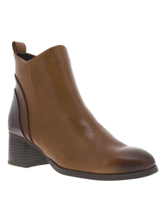 Boots en cuir cognac à...