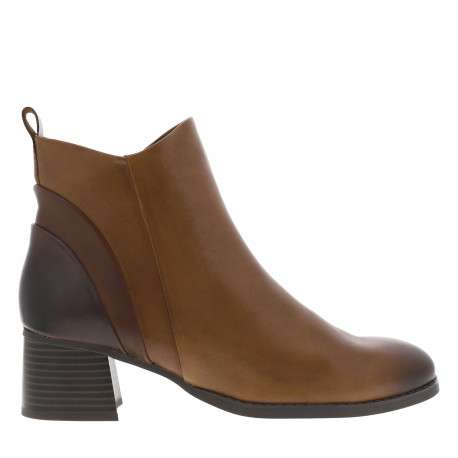 Boots en cuir cognac à stalon décroché moyen pourvues d'une fermeture zippée - Image 2
