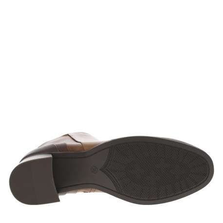 Boots en cuir cognac à stalon décroché moyen pourvues d'une fermeture zippée - Image 6