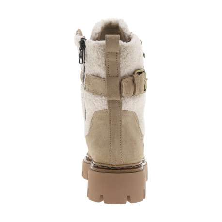 Bottines en cuir camel à semelle à talon décroché moyen et à lacets avec zip - Image 4