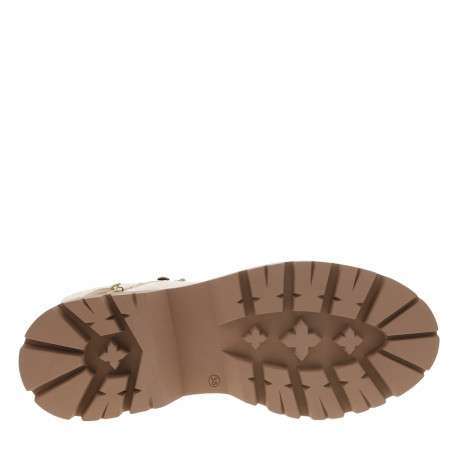 Bottines en cuir camel à semelle à talon décroché moyen et à lacets avec zip - Image 6