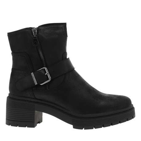 Boots noires à talon décroché moyen avec une boucle à ardillon et 2 zips - Image 2