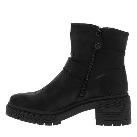 Boots noires à talon décroché moyen avec une boucle à ardillon et 2 zips - Image 3