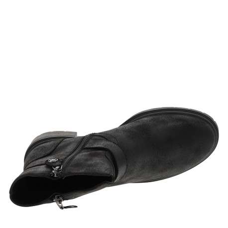 Boots noires à talon décroché moyen avec une boucle à ardillon et 2 zips - Image 5