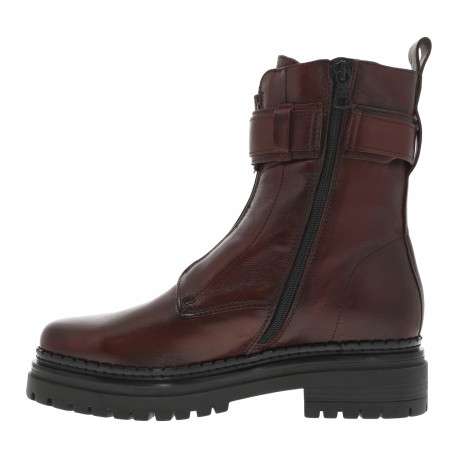 Bottines en cuir chocolat avec semelle à talon décroché bas et fermeture zippée - Image 3