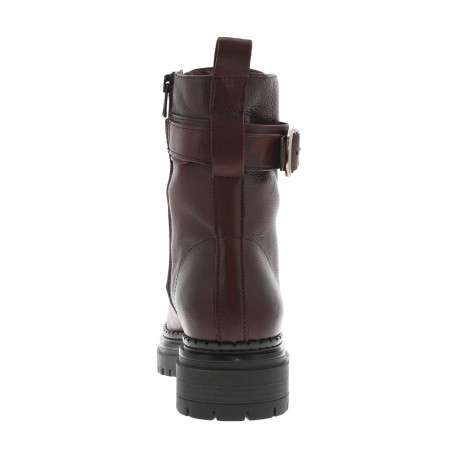 Bottines en cuir chocolat avec semelle à talon décroché bas et fermeture zippée - Image 4